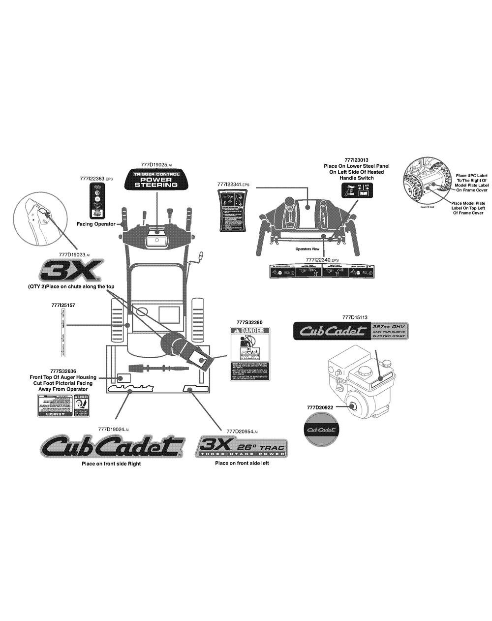 Label Map 31ah75sx710 Diagram and Parts List for 3X26-INCHTRAC31AH75SX (31AH75SX710)(2015) Cub Cadet Snow Blower